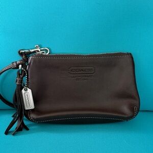 Coach Dark Brown Leather Wristlet